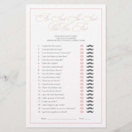 Hij zei dat ze Pink Script Vrijgezellenfeest spel  (Voorkant)