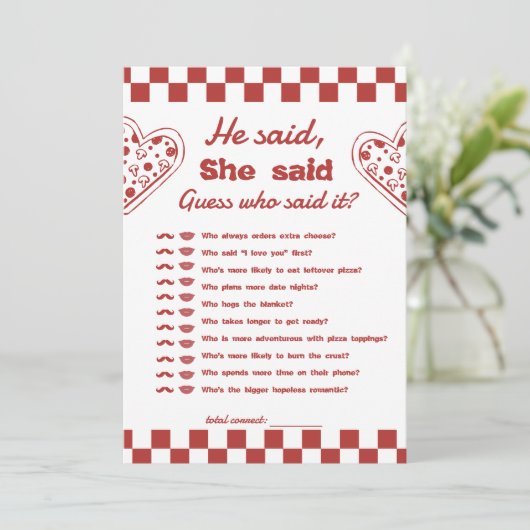 Hij zei dat ze pizza vrijgezellenspel kaart zei (Staand voorkant)