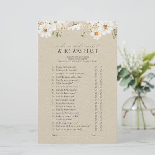 Hij zei dat ze Rustic Daisy Vrijgezellenfeest Game (Staand voorkant)