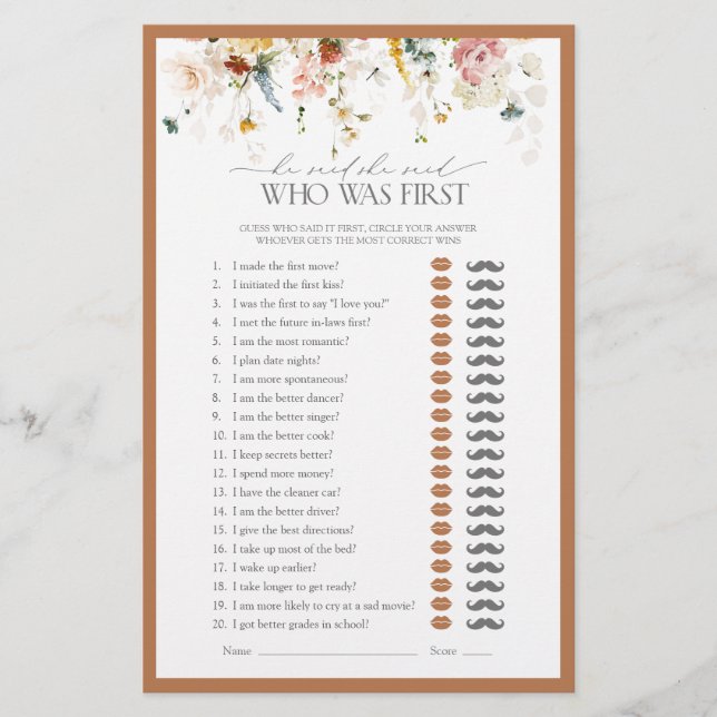 Hij zei dat ze Rustic Floral Vrijgezellenfeest Gam (Voorkant)