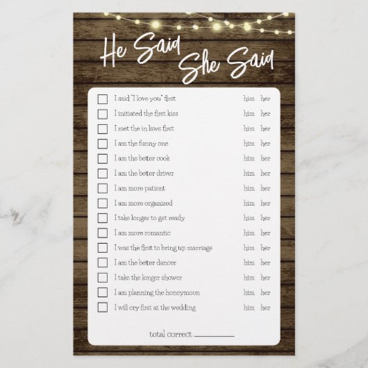 Hij zei dat ze rustiek douchegame zei flyer (Voorkant)