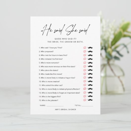 Hij zei dat ze spel eenvoudige Vrijgezellenfeest K Kaart (Staand voorkant)