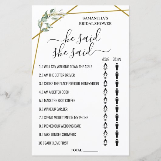 Hij zei dat ze tweetalige vrijgezellenfeest-game z (Voorkant)