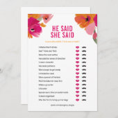 Hij zei dat ze Vrijgezellenfeest spel Kaart Floral (Voorkant / Achterkant)