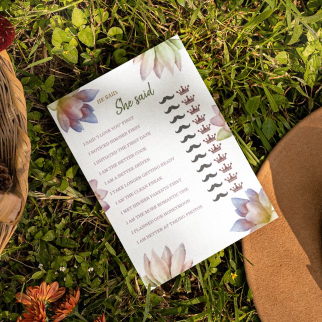 Hij zei dat ze Vrijgezellenfeest spel papier blad  (A classic game for your bridal celebration)