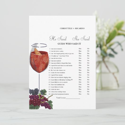 Hij zei dat ze Vrijgezellenfeest spelkaart zei Aankondiging (Staand voorkant)