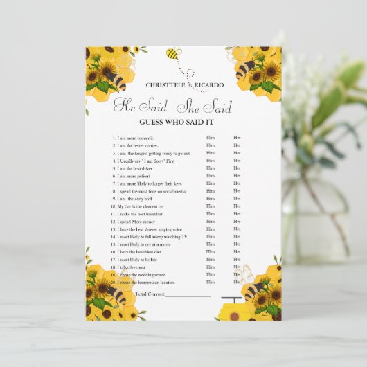 Hij zei dat ze Vrijgezellenfeest spelkaart zei Aankondiging (Staand voorkant)