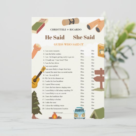 Hij zei dat ze Vrijgezellenfeest spelkaart zei Aankondiging (Staand voorkant)