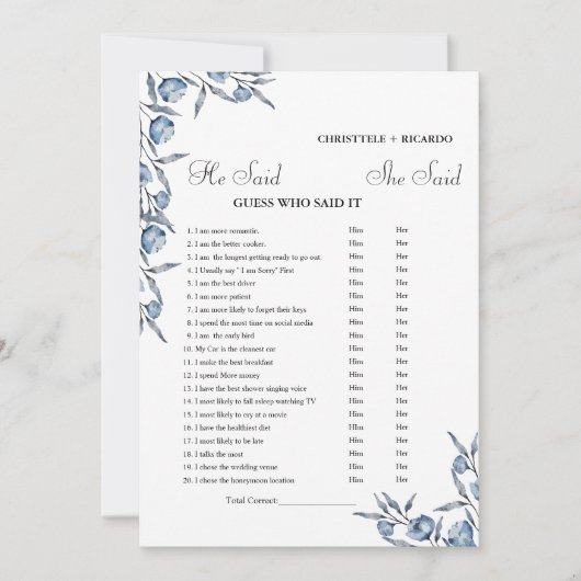 Hij zei dat ze Vrijgezellenfeest spelkaart zei Aankondiging (Voorkant)