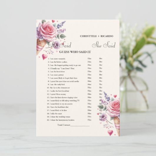 Hij zei dat ze Vrijgezellenfeest spelkaart zei Aankondiging (Staand voorkant)