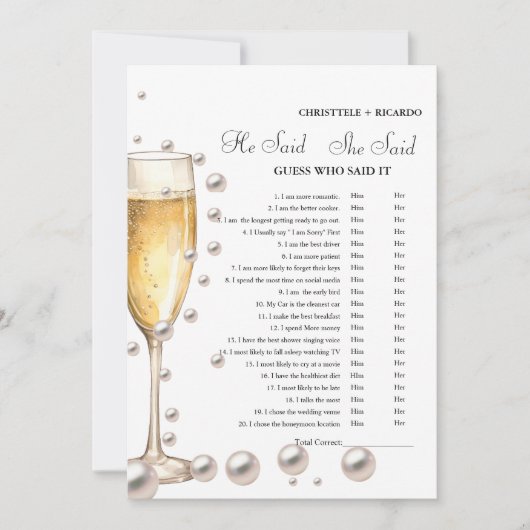 Hij zei dat ze Vrijgezellenfeest spelkaart zei Aankondiging (Voorkant)