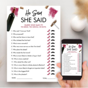 Hij zei dat ze wild Kaart wijn Vrijgezellenfeest z