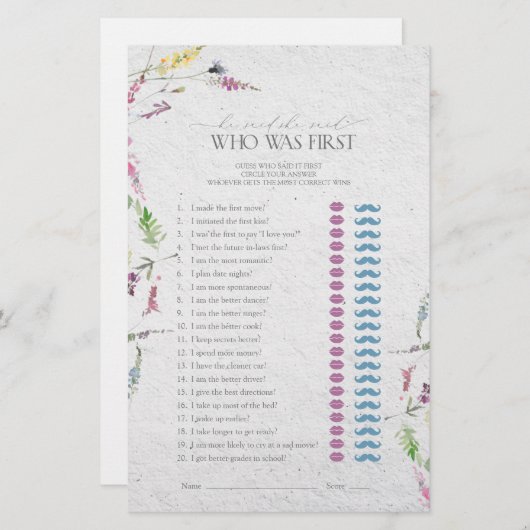 Hij zei dat ze wilde bloem Vrijgezellenfeest spel  (Voorkant / Achterkant)