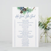 Hij zei dat ze winterspel vrijgezellenfeest zei briefpapier (Staand voorkant)