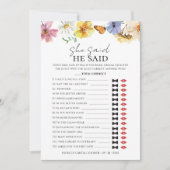 Hij zei dat ze zei | Boho Vrijgezellenfeest Game K Kaart (Voorkant)