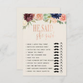 Hij zei dat ze zei bruiloft/verloving Game Copy Kaart (Voorkant / Achterkant)