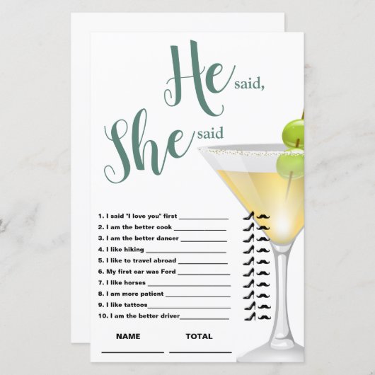 Hij zei dat ze zei dat Elegant Bridal Game (Voorkant / Achterkant)