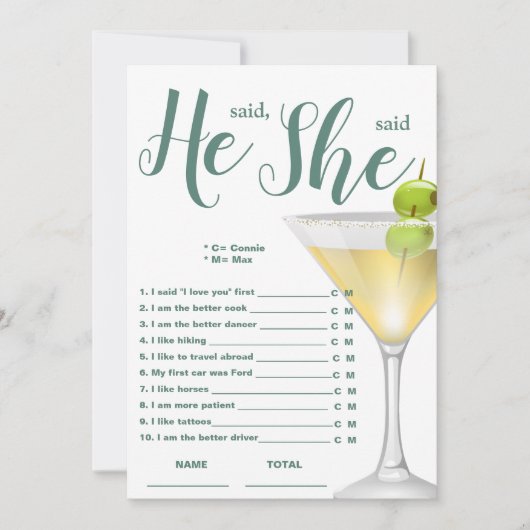 Hij zei dat ze zei dat Elegant Vrijgezellenfeest G Kaart