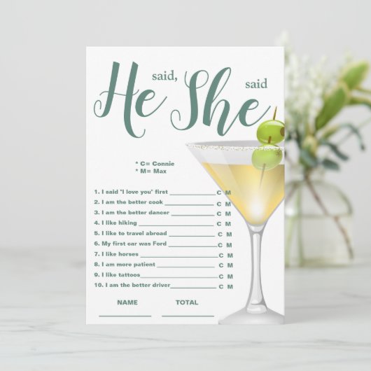 Hij zei dat ze zei dat Elegant Vrijgezellenfeest G Kaart (Staand voorkant)