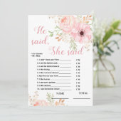 Hij zei dat ze zei dat Floral Bridal Game Kaart (Staand voorkant)