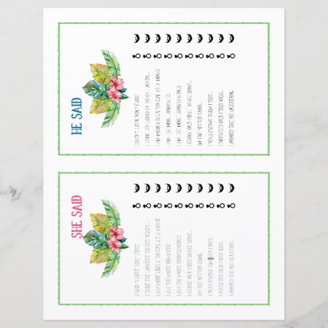 Hij zei dat ze zei dat het tropisch Vrijgezellenfe (Voorkant)