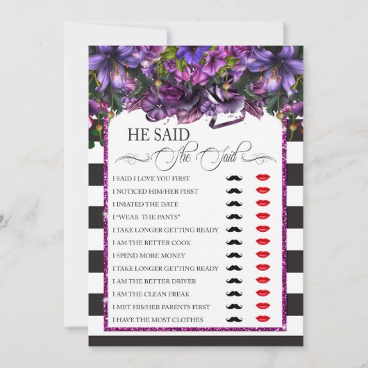 Hij zei dat ze zei dat het Vrijgezellenfeest van B Kaart (Voorkant)