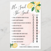 Hij zei dat ze zei dat Lemon Pink Vrijgezellenfees Flyer (Voorkant)