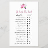 Hij zei dat ze zei dat liefde bruids theefeest bro flyer (Voorkant)