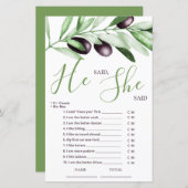 Hij zei dat ze zei dat Olijfbijkantoor Bridal Game (Voorkant / Achterkant)