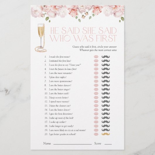 Hij zei dat ze zei dat Petals & Pearls roze douche (Voorkant)