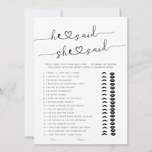 Hij zei dat ze zei dat Vrijgezellenfeest Game (Voorkant)