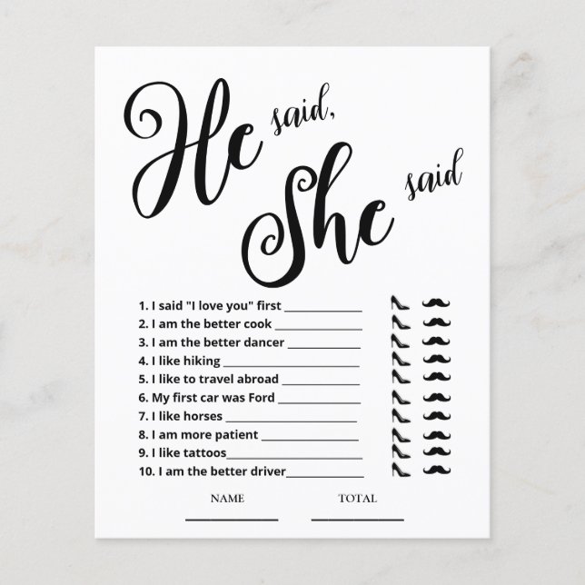 Hij zei dat ze zei dat Vrijgezellenfeest Game (Voorkant)