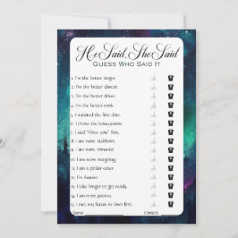 Hij zei dat ze zei dat Vrijgezellenfeest Game Kaart