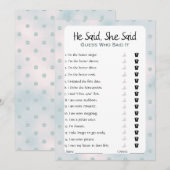 Hij zei dat ze zei dat Vrijgezellenfeest Game Kaart (Voorkant / Achterkant)