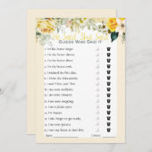 Hij zei dat ze zei dat Vrijgezellenfeest Game Kaart (Voorkant / Achterkant)