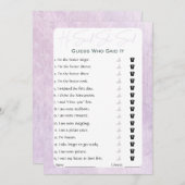 Hij zei dat ze zei dat Vrijgezellenfeest Game Kaart (Voorkant / Achterkant)