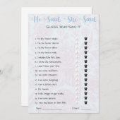 Hij zei dat ze zei dat Vrijgezellenfeest Game Kaart (Voorkant / Achterkant)