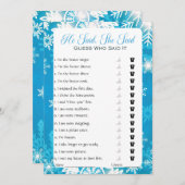 Hij zei dat ze zei dat Vrijgezellenfeest Game Kaart (Voorkant / Achterkant)