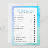 Hij zei dat ze zei dat Vrijgezellenfeest Game Kaart (Voorkant)