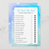 Hij zei dat ze zei dat Vrijgezellenfeest Game Kaart (Voorkant / Achterkant)