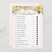 Hij zei dat ze zei dat Vrijgezellenfeest Game Kaart (Voorkant / Achterkant)