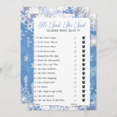 Hij zei dat ze zei dat Vrijgezellenfeest Game Kaart (Voorkant / Achterkant)