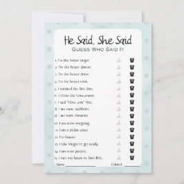 Hij zei dat ze zei dat Vrijgezellenfeest Game Kaart