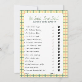 Hij zei dat ze zei dat Vrijgezellenfeest Game Kaart