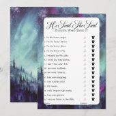 Hij zei dat ze zei dat Vrijgezellenfeest Game Kaart (Voorkant / Achterkant)