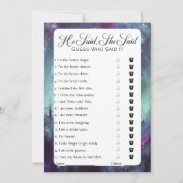 Hij zei dat ze zei dat Vrijgezellenfeest Game Kaart