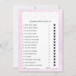 Hij zei dat ze zei dat Vrijgezellenfeest Game Kaart