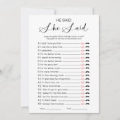 Hij zei dat ze zei dat Vrijgezellenfeest Game Kaart (Voorkant)