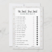 Hij zei dat ze zei dat Vrijgezellenfeest Game Kaart (Voorkant)