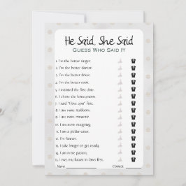 Hij zei dat ze zei dat Vrijgezellenfeest Game Kaart